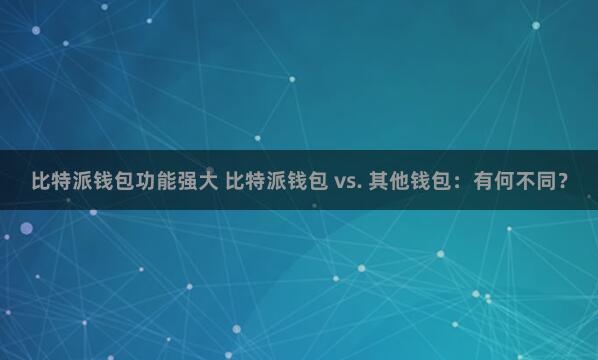 比特派钱包功能强大 比特派钱包 vs. 其他钱包：有何不同？